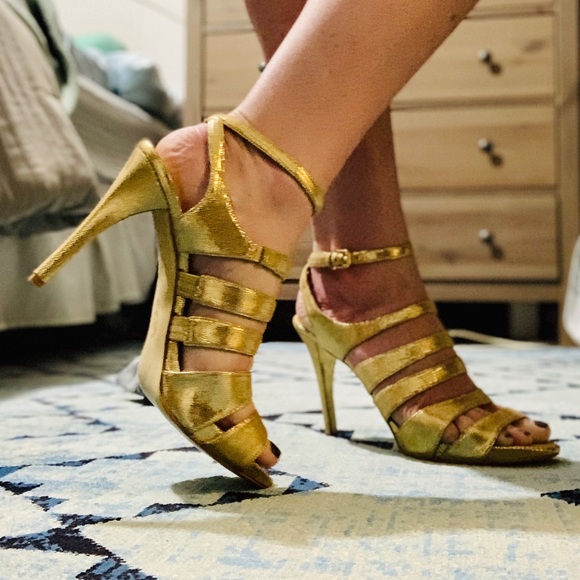 Michael Kors gold strappy heels size 10 - Picture 2 of 5